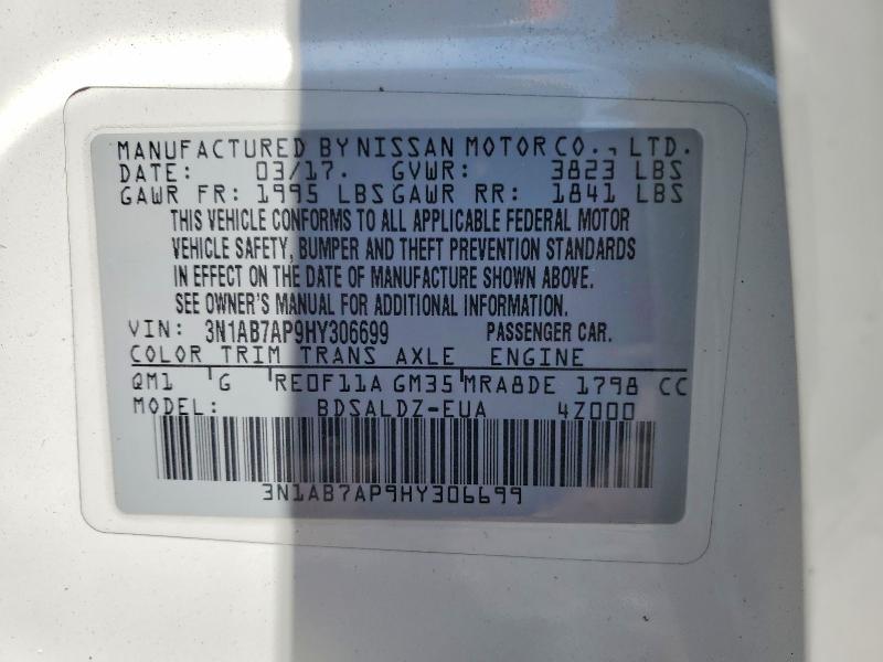 Продаж на аукціоні авто 2017 Nissan Sentra, vin: 3N1AB7AP9HY306699, номер лоту: 62129326