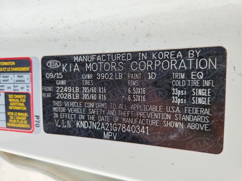 Aukcja sprzedaży 2016 Kia Soul, vin: KNDJN2A21G7840341, numer aukcji: 59832406