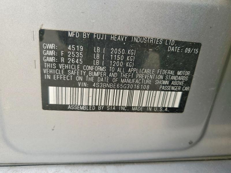 61295166 :رقم المزاد ، 4S3BNBE65G3016108 vin ، 2016 Subaru Legacy مزاد بيع