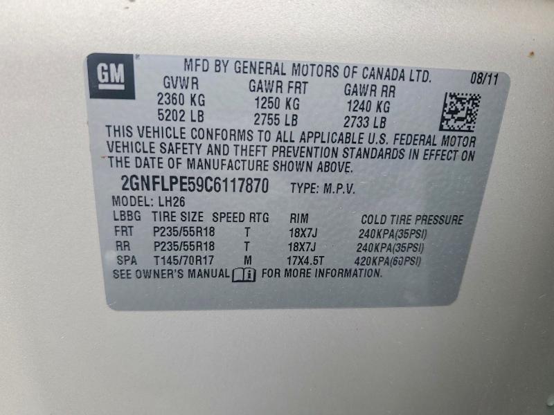 Продажа на аукционе авто 2012 Chevrolet Equinox, vin: 2GNFLPE59C6117870, номер лота: 58603046