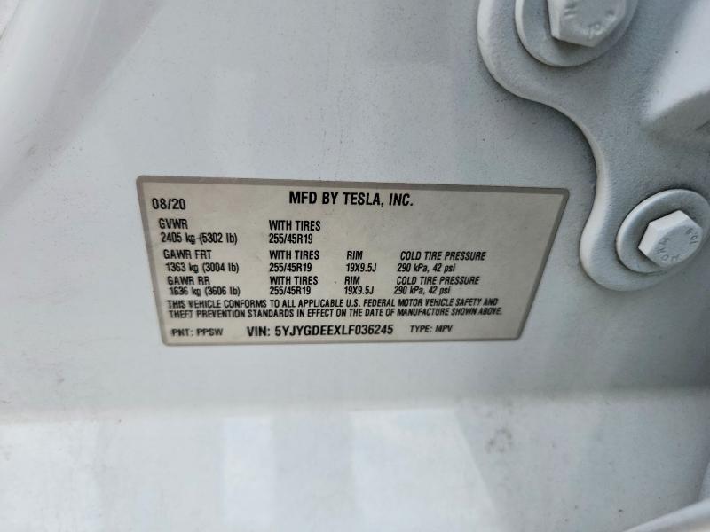 Продаж на аукціоні авто 2020 Tesla Model Y, vin: 5YJYGDEEXLF036245, номер лоту: 59588106