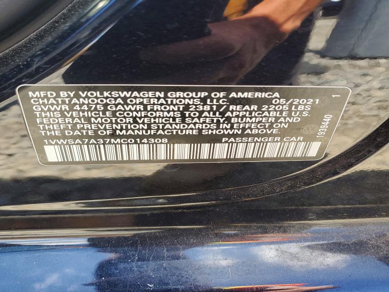 Продаж на аукціоні авто 2021 Volkswagen Passat, vin: 1VWSA7A37MC014308, номер лоту: 60157576
