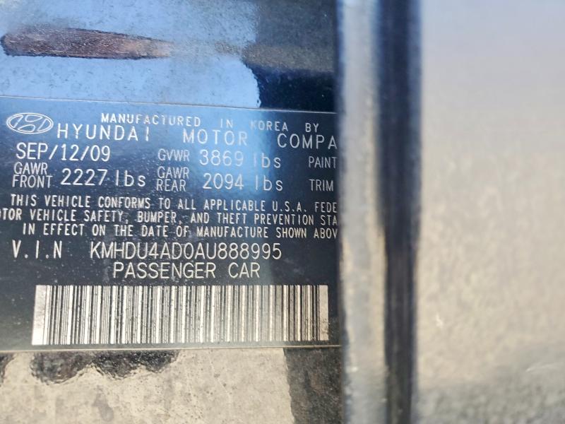 2010 Hyundai Elantra მანქანა იყიდება აუქციონზე, vin: KMHDU4AD0AU888995, აუქციონის ნომერი: 60864966