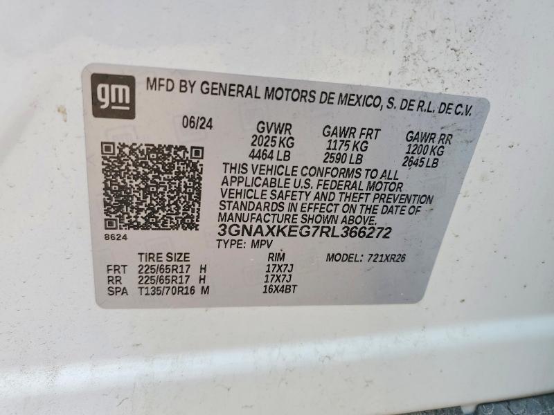 Продаж на аукціоні авто 2024 Chevrolet Equinox, vin: 3GNAXKEG7RL366272, номер лоту: 59965546