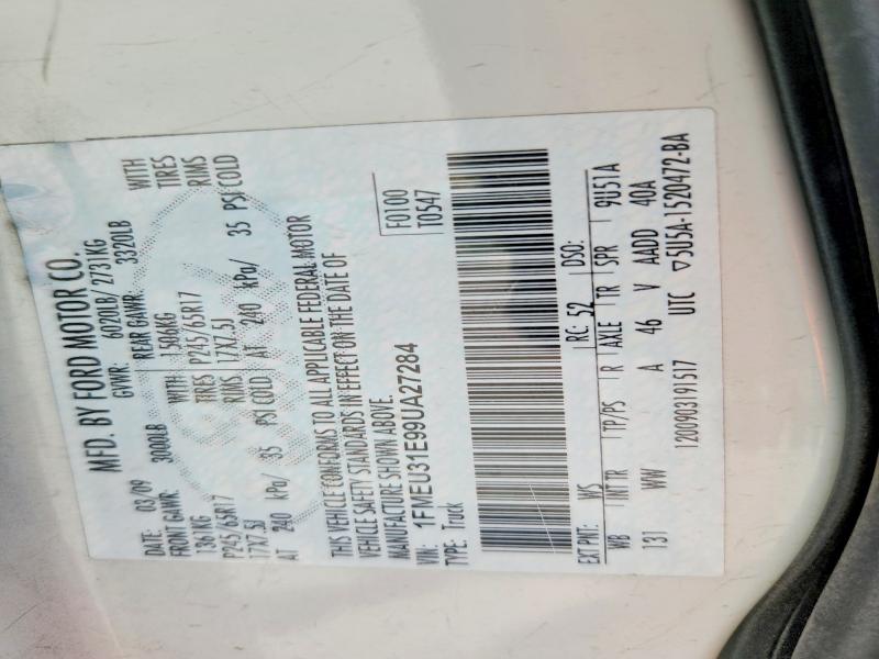 60703876 :رقم المزاد ، 1FMEU31E99UA27284 vin ، 2009 Ford Explorer مزاد بيع