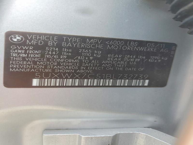 Aukcja sprzedaży 2011 Bmw X3, vin: 5UXWX7C51BL732739, numer aukcji: 61396706