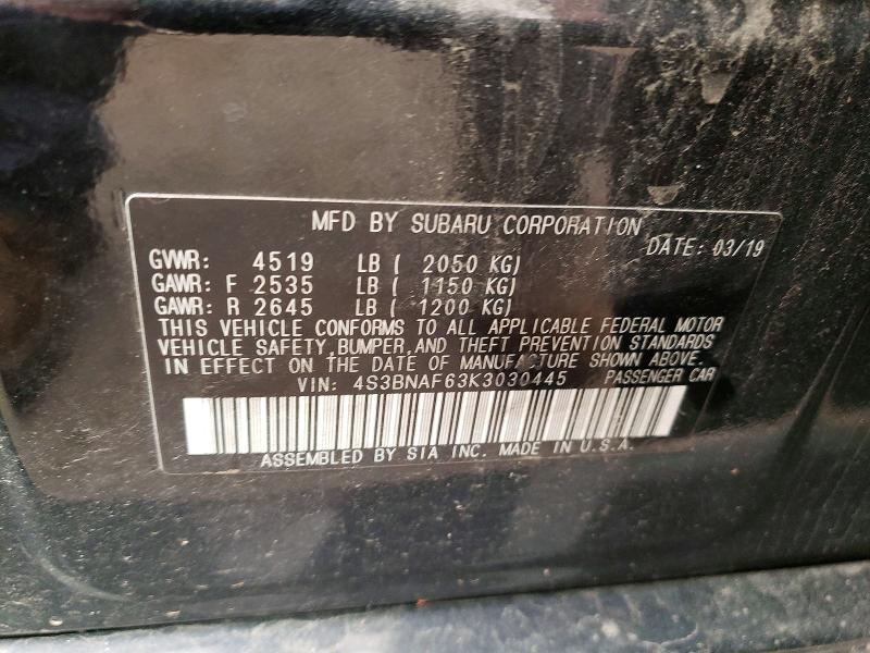 Продаж на аукціоні авто 2019 Subaru Legacy, vin: 4S3BNAF63K3030445, номер лоту: 60188846
