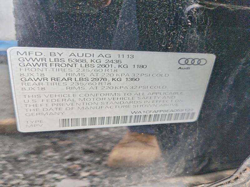 59895356 :رقم المزاد ، WA1CFAFP8EA059122 vin ، 2014 Audi Q5 مزاد بيع