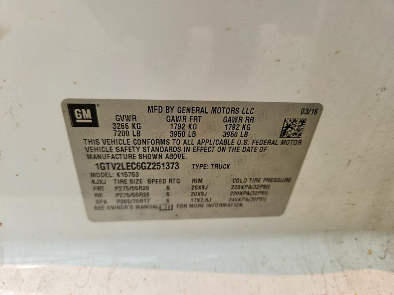2016 Gmc Sierra მანქანა იყიდება აუქციონზე, vin: 1GTV2LEC6GZ251373, აუქციონის ნომერი: 61150426