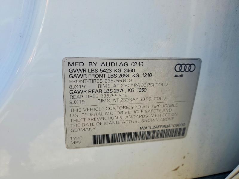 Aukcja sprzedaży 2016 Audi Q5, vin: WA1L2AFP9GA106690, numer aukcji: 63286486