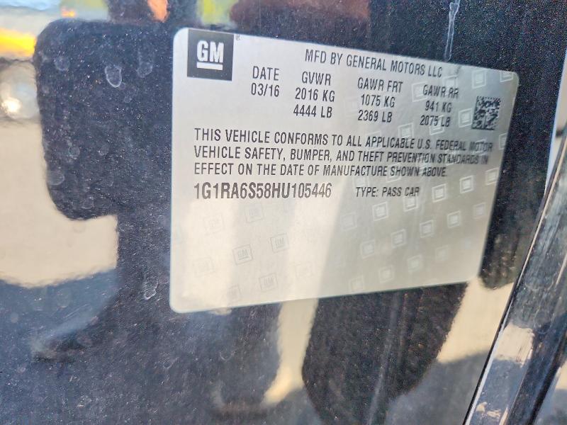 62689116 :رقم المزاد ، 1G1RA6S58HU105446 vin ، 2017 Chevrolet Volt مزاد بيع
