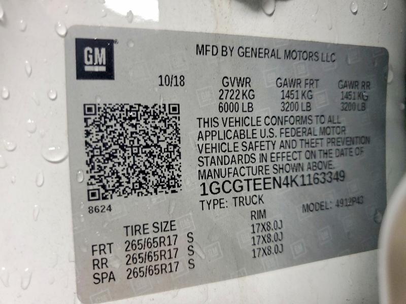 Продаж на аукціоні авто 2019 Chevrolet Colorado, vin: 1GCGTEEN4K1163349, номер лоту: 60608676