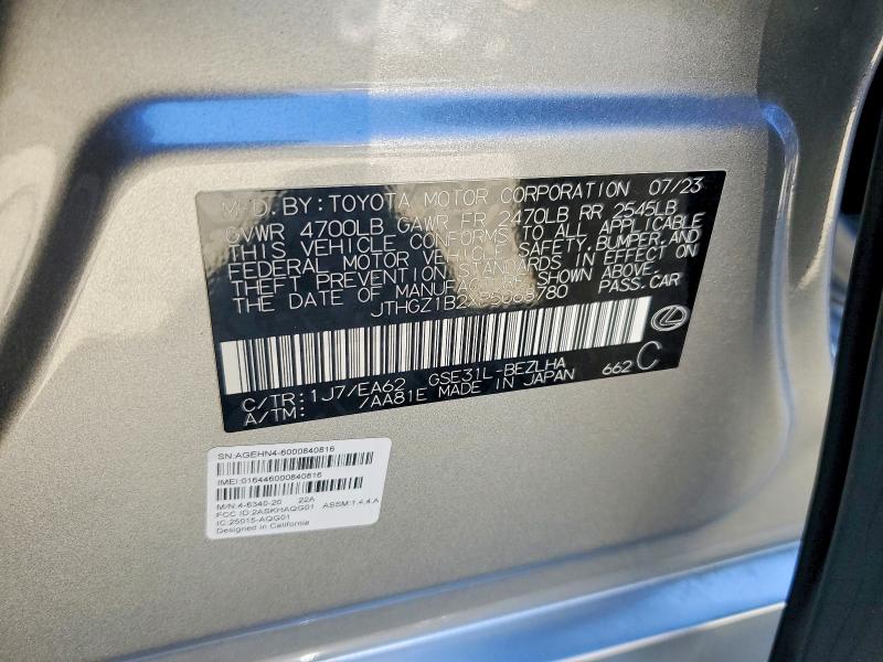 Aukcja sprzedaży 2023 Lexus Is 350, vin: JTHGZ1B2XP5068780, numer aukcji: 60895846