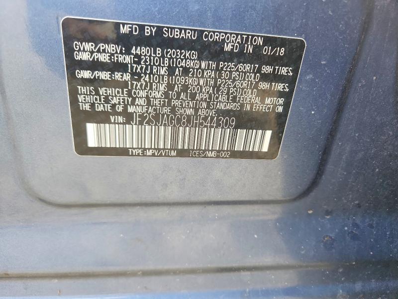 Aukcja sprzedaży 2018 Subaru Forester, vin: JF2SJAGC8JH544309, numer aukcji: 61899956