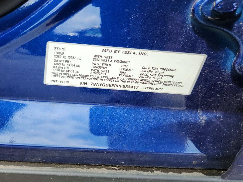 Aukcja sprzedaży 2023 Tesla Model Y, vin: 7SAYGDEF0PF838417, numer aukcji: 62179726