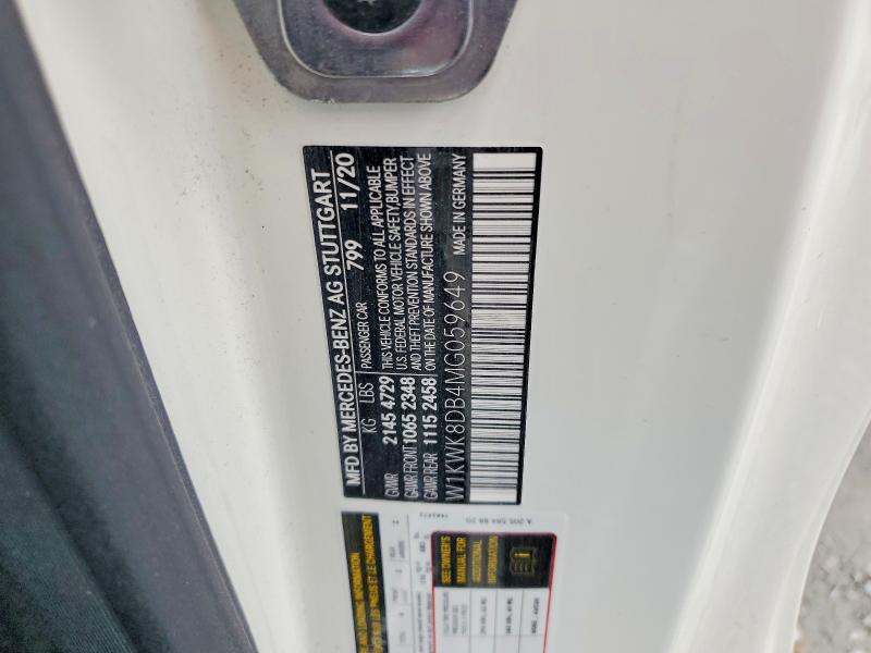 62926356 :رقم المزاد ، W1KWK8DB4MG059649 vin ، 2021 Mercedes-benz C مزاد بيع