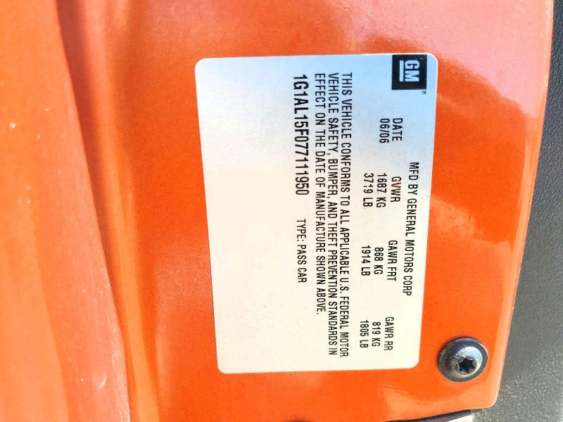2007 Chevrolet Cobalt მანქანა იყიდება აუქციონზე, vin: 1G1AL15F077111950, აუქციონის ნომერი: 59747516