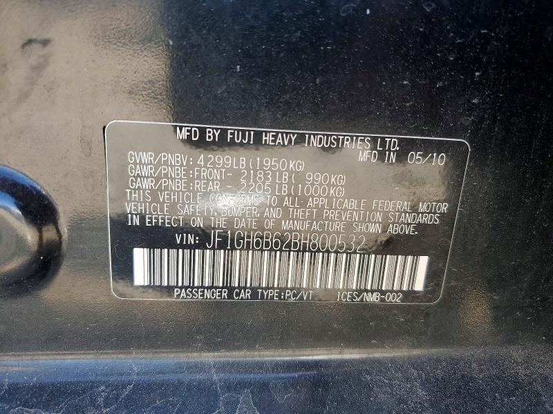 Aukcja sprzedaży 2011 Subaru Impreza, vin: JF1GH6B62BH800532, numer aukcji: 60798726