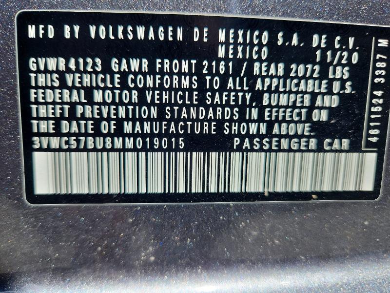 Продаж на аукціоні авто 2021 Volkswagen Jetta, vin: 3VWC57BU8MM019015, номер лоту: 60248106