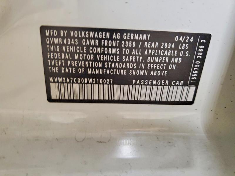 Продажа на аукционе авто 2024 Volkswagen Gti, vin: WVW3A7CD0RW210027, номер лота: 61581136