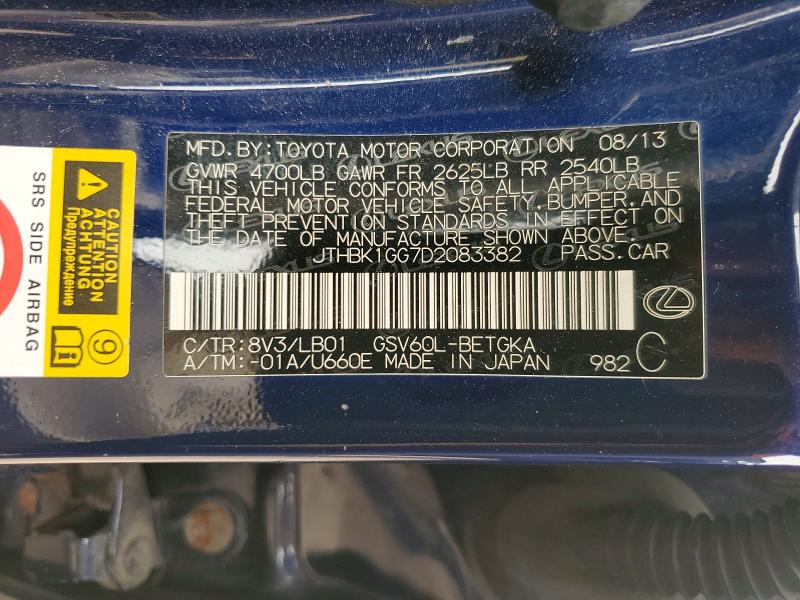 Продажа на аукционе авто 2013 Lexus Es, vin: JTHBK1GG7D2083382, номер лота: 60848466