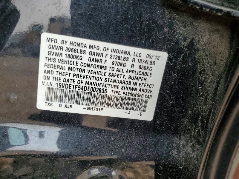 61224166 :رقم المزاد ، 19VDE1F54DE002836 vin ، 2013 Acura Ilx مزاد بيع