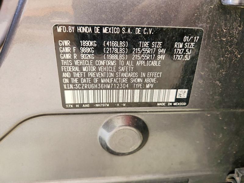 Продажа на аукционе авто 2017 Honda Hr-v, vin: 3CZRU6H36HM712304, номер лота: 61072186