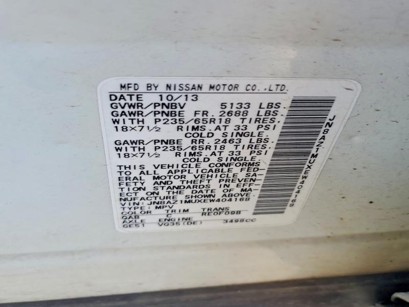 Aukcja sprzedaży 2014 Nissan Murano, vin: JN8AZ1MUXEW404168, numer aukcji: 59617316