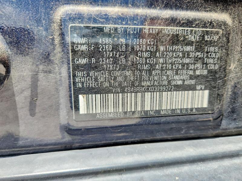Aukcja sprzedaży 2013 Subaru Outback, vin: 4S4BRBKCXD3299272, numer aukcji: 62304466