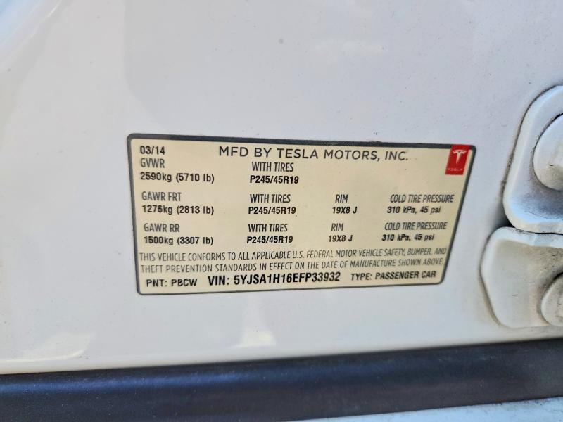 Aukcja sprzedaży 2014 Tesla Model S, vin: 5YJSA1H16EFP33932, numer aukcji: 59732216