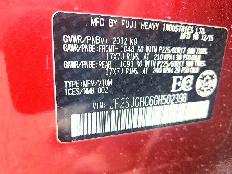 Aukcja sprzedaży 2016 Subaru Forester, vin: JF2SJCHC6GH502398, numer aukcji: 61334856