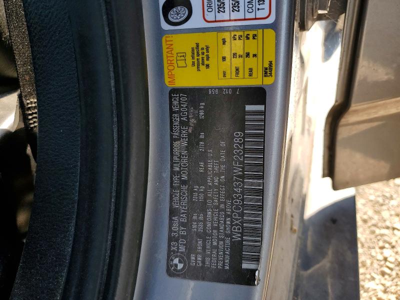63220236 :رقم المزاد ، WBXPC93437WF23289 vin ، 2007 Bmw X3 مزاد بيع