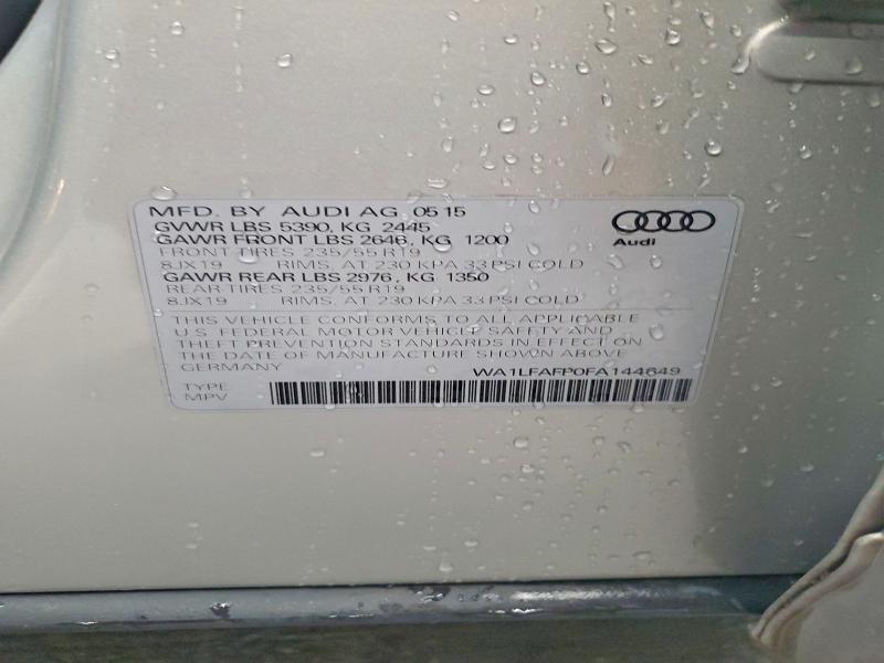 Продажа на аукционе авто 2015 Audi Q5, vin: WA1LFAFP0FA144649, номер лота: 62872706