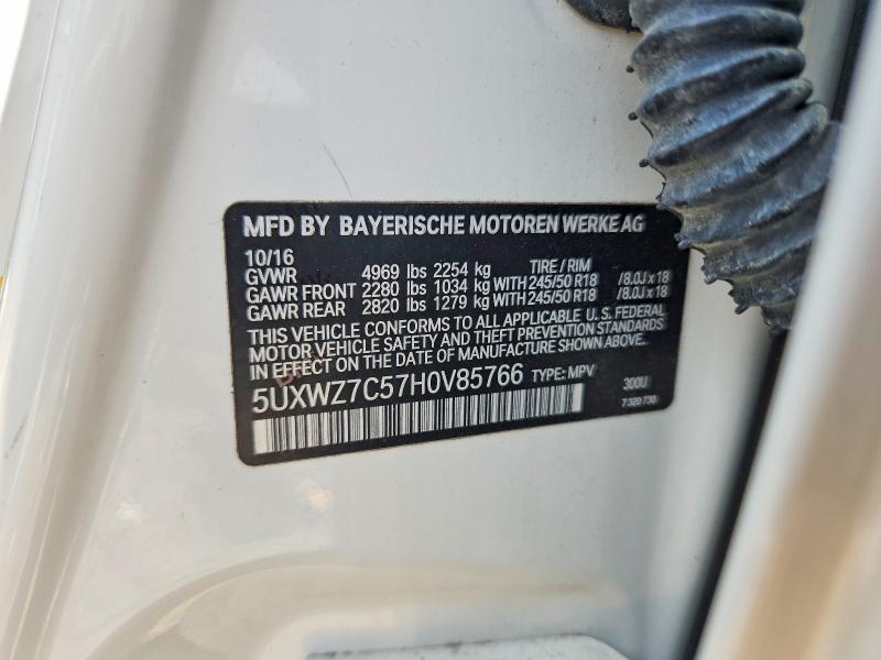 62785686 :رقم المزاد ، 5UXWZ7C57H0V85766 vin ، 2017 Bmw X3 مزاد بيع