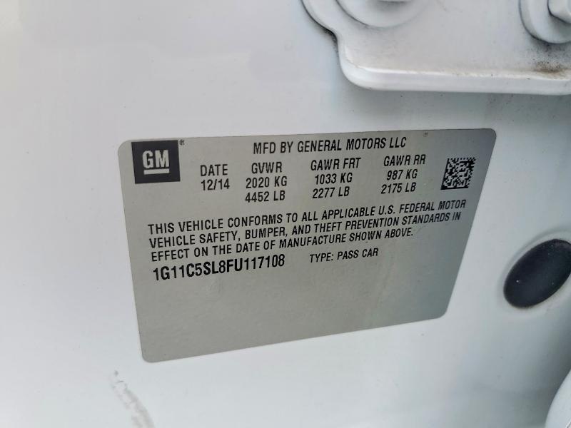 2015 Chevrolet Malibu მანქანა იყიდება აუქციონზე, vin: 1G11C5SL8FU117108, აუქციონის ნომერი: 62267476
