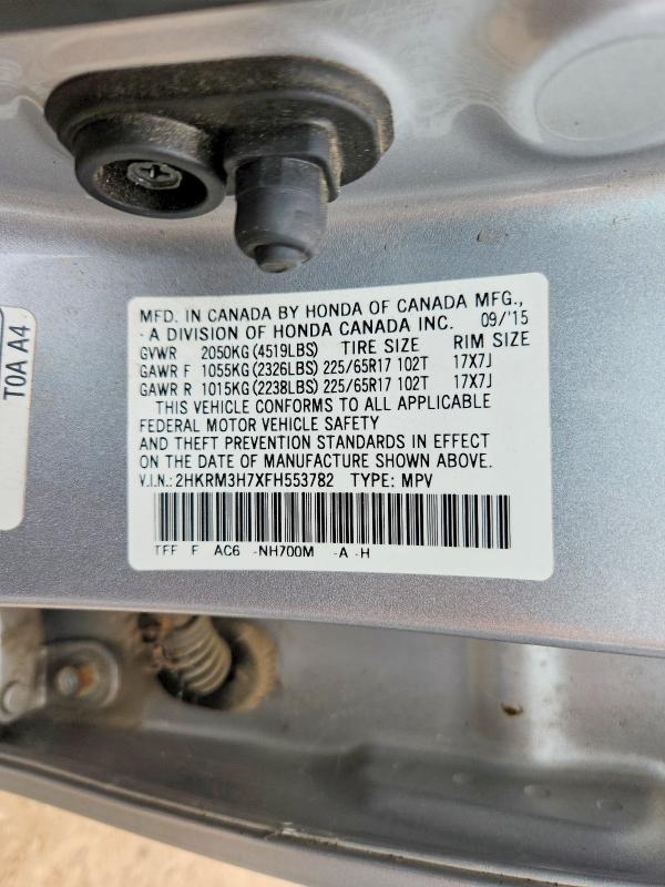2015 Honda Cr-v მანქანა იყიდება აუქციონზე, vin: 2HKRM3H7XFH553782, აუქციონის ნომერი: 61867686