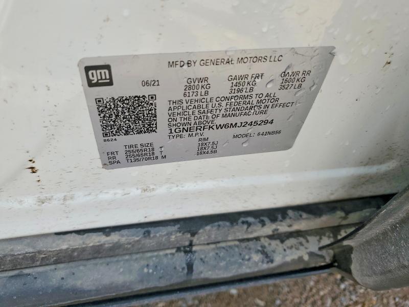 Aukcja sprzedaży 2021 Chevrolet Traverse, vin: 1GNERFKW6MJ245294, numer aukcji: 61016496