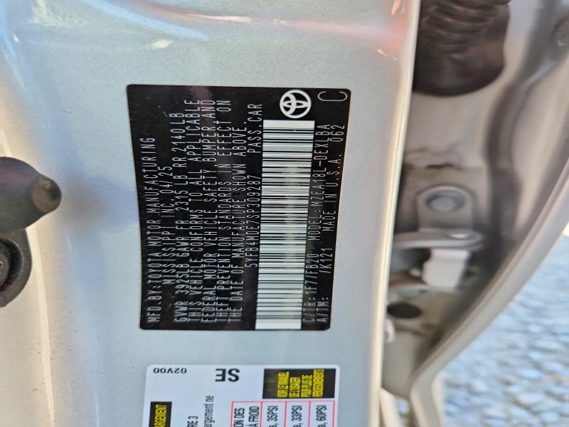 2025 Toyota Corolla მანქანა იყიდება აუქციონზე, vin: 5YFB4MDE7SP309287, აუქციონის ნომერი: 62592786