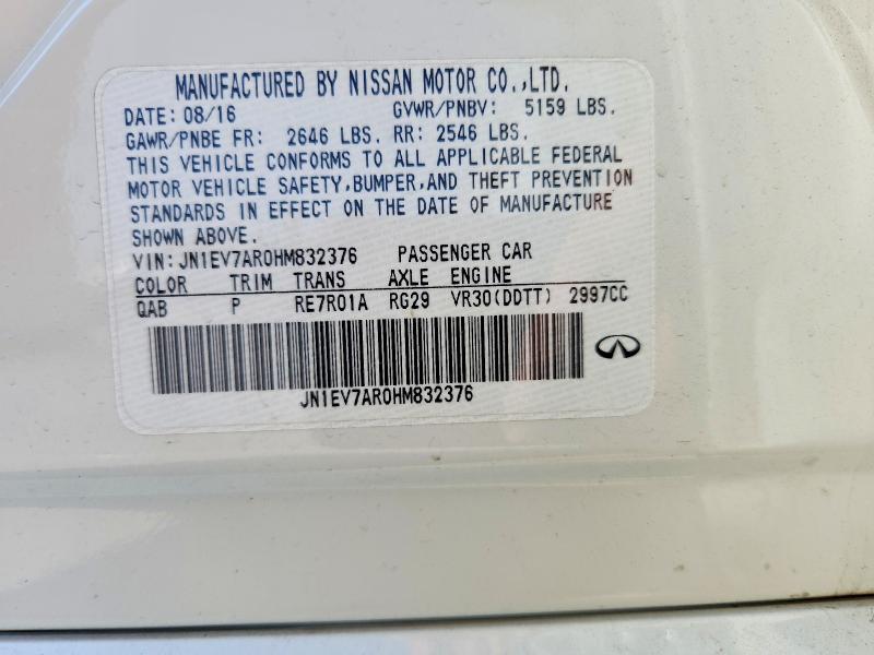 Продажа на аукционе авто 2017 Infiniti Q50, vin: JN1EV7AR0HM832376, номер лота: 59707426