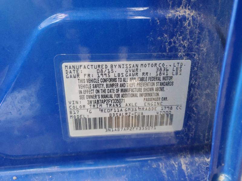 Продажа на аукционе авто 2015 Nissan Sentra, vin: 3N1AB7AP2FY335071, номер лота: 59395816