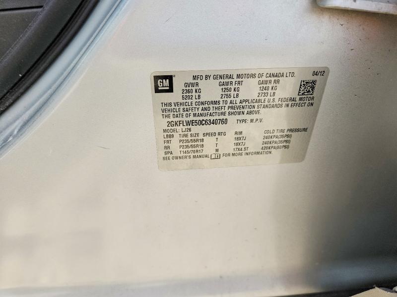 Aukcja sprzedaży 2012 Gmc Terrain, vin: 2GKFLWE50C6340760, numer aukcji: 63024756