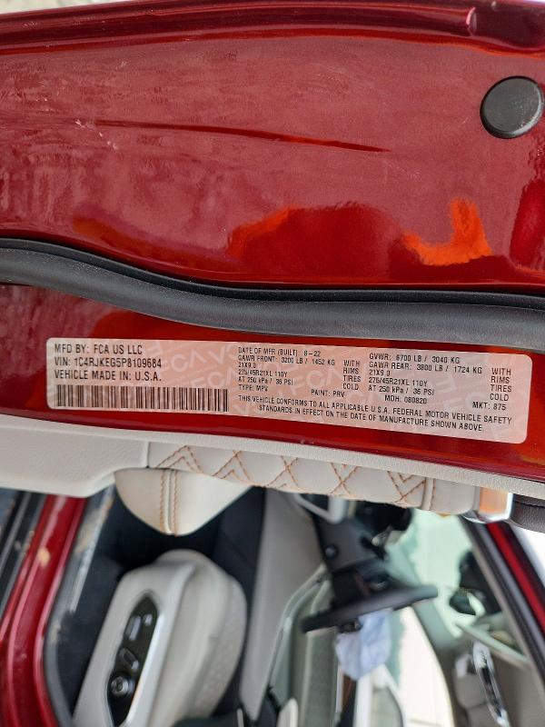Продаж на аукціоні авто 2023 Jeep Grand Cherokee, vin: 1C4RJKEG5P8109684, номер лоту: 61691296