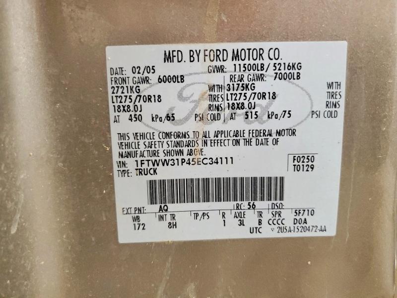 Aukcja sprzedaży 2005 Ford F350, vin: 1FTWW31P45EC34111, numer aukcji: 61374976