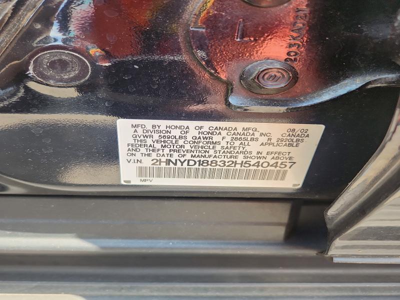 2002 Acura Mdx მანქანა იყიდება აუქციონზე, vin: 2HNYD18832H540457, აუქციონის ნომერი: 63189976