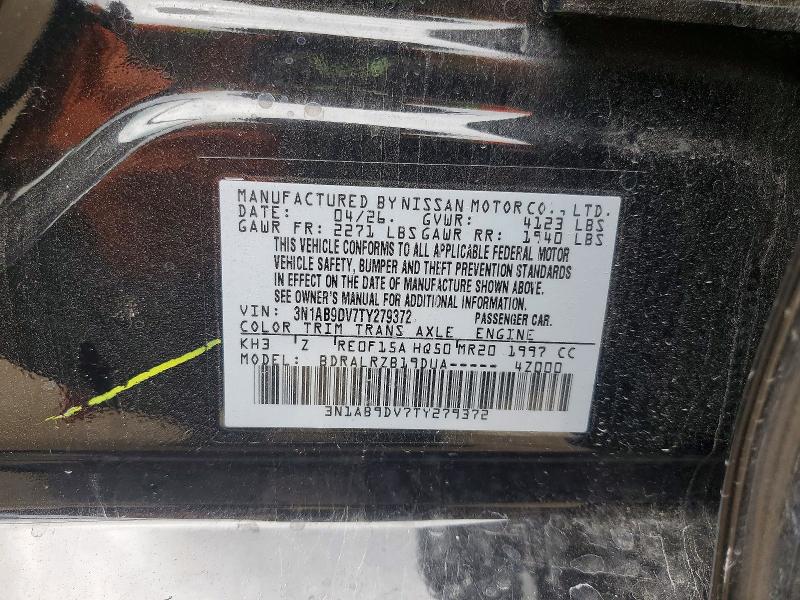 Продаж на аукціоні авто 2026 Nissan Sentra, vin: 3N1AB9DV7TY279372, номер лоту: 60308636