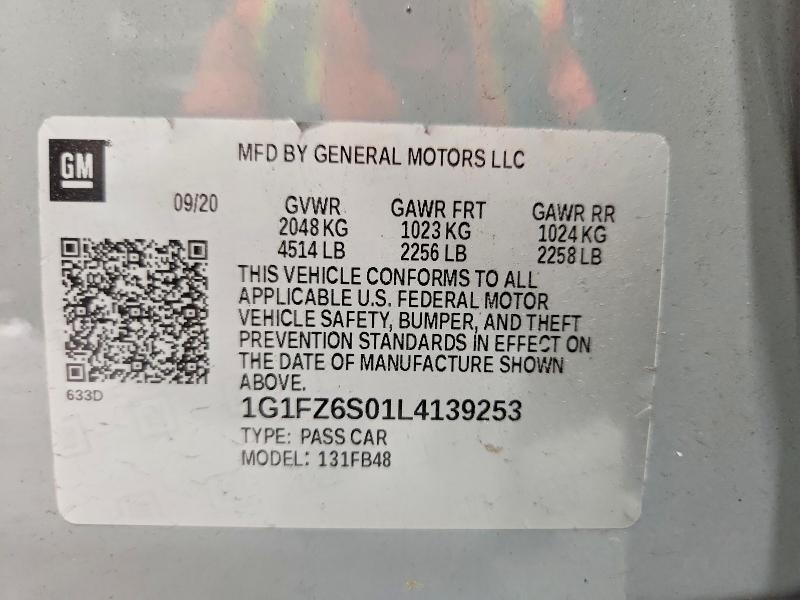 Продажа на аукционе авто 2020 Chevrolet Bolt Ev, vin: 1G1FZ6S01L4139253, номер лота: 62721496