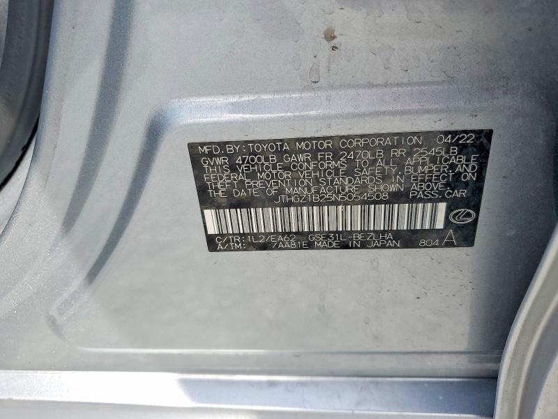 59573196 :رقم المزاد ، JTHGZ1B25N5054508 vin ، 2022 Lexus Is مزاد بيع