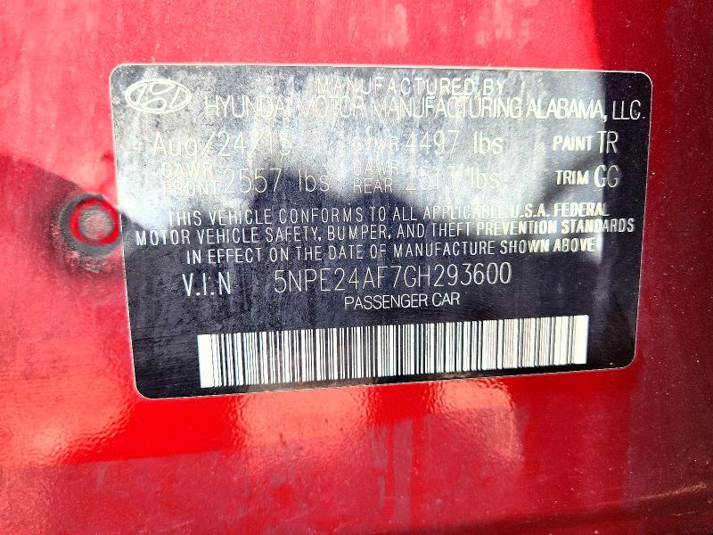 2016 Hyundai Sonata მანქანა იყიდება აუქციონზე, vin: 5NPE24AF7GH293600, აუქციონის ნომერი: 59611326
