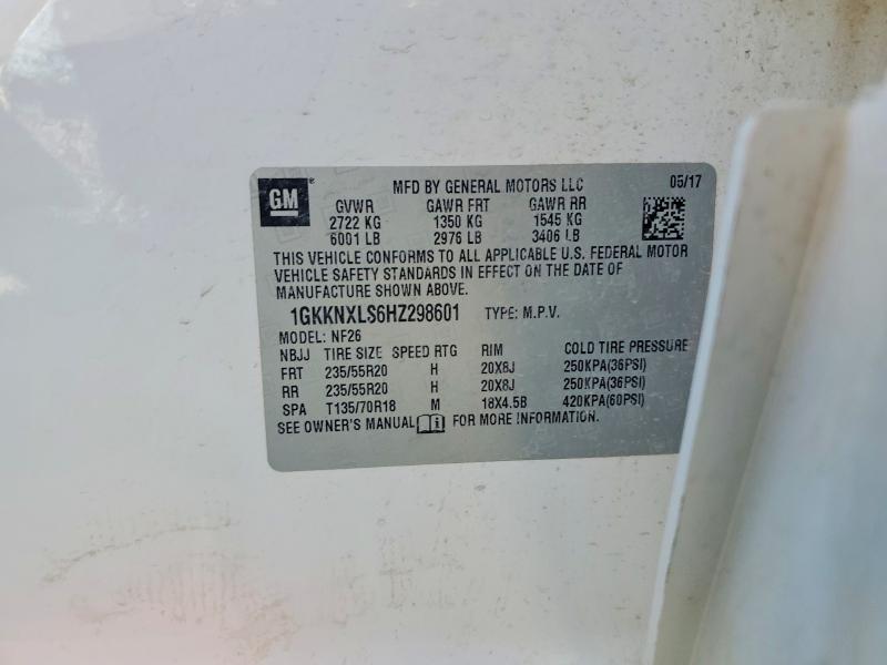 60829316 :رقم المزاد ، 1GKKNXLS6HZ298601 vin ، 2017 Gmc Acadia مزاد بيع