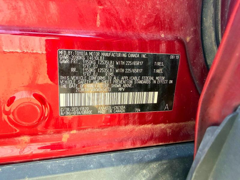Aukcja sprzedaży 2019 Toyota Rav4, vin: 2T3H1RFV6KW045613, numer aukcji: 62538316